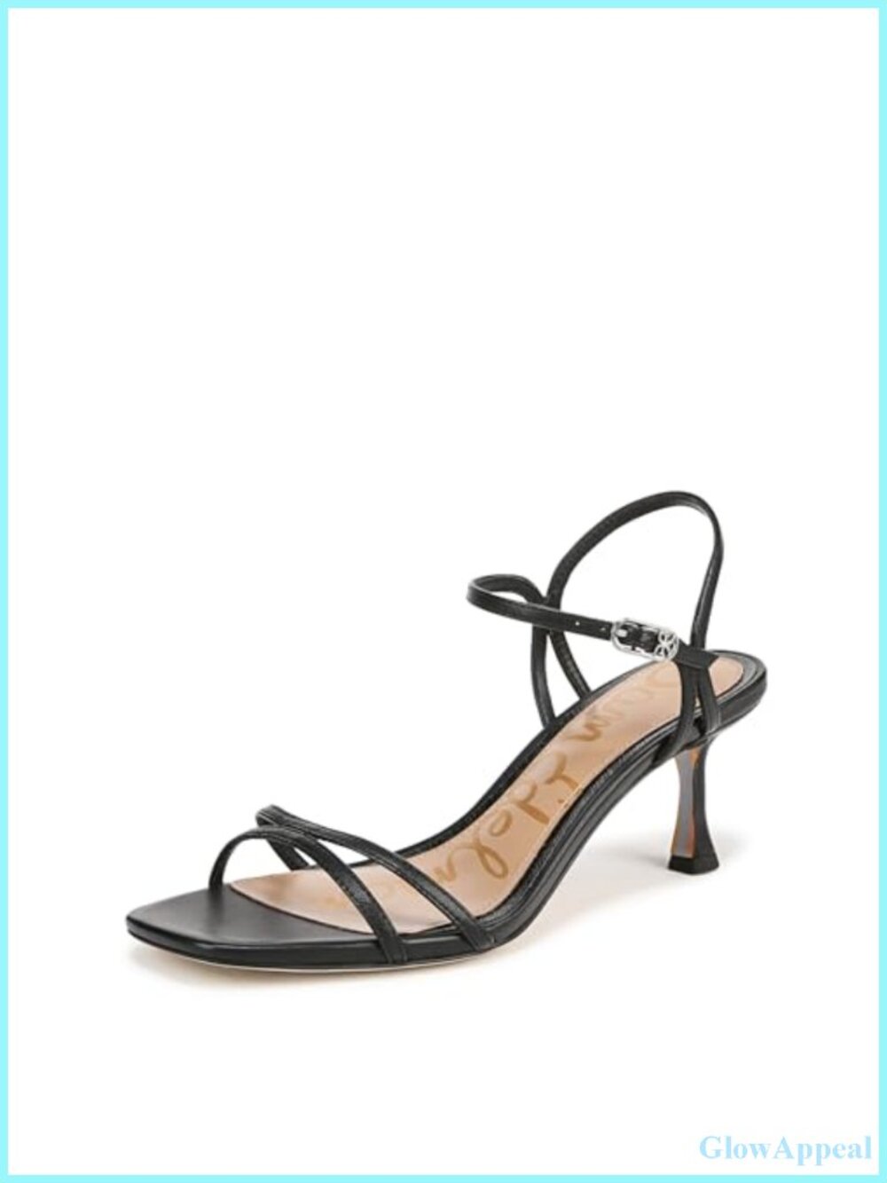 Leather platform sandal with ankle strap, 2.5" heel, buckle closure